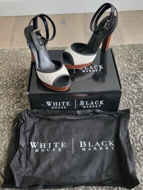 White House Black Market Celina Block Ankle-Strap Platform Heel Sandals Size 8